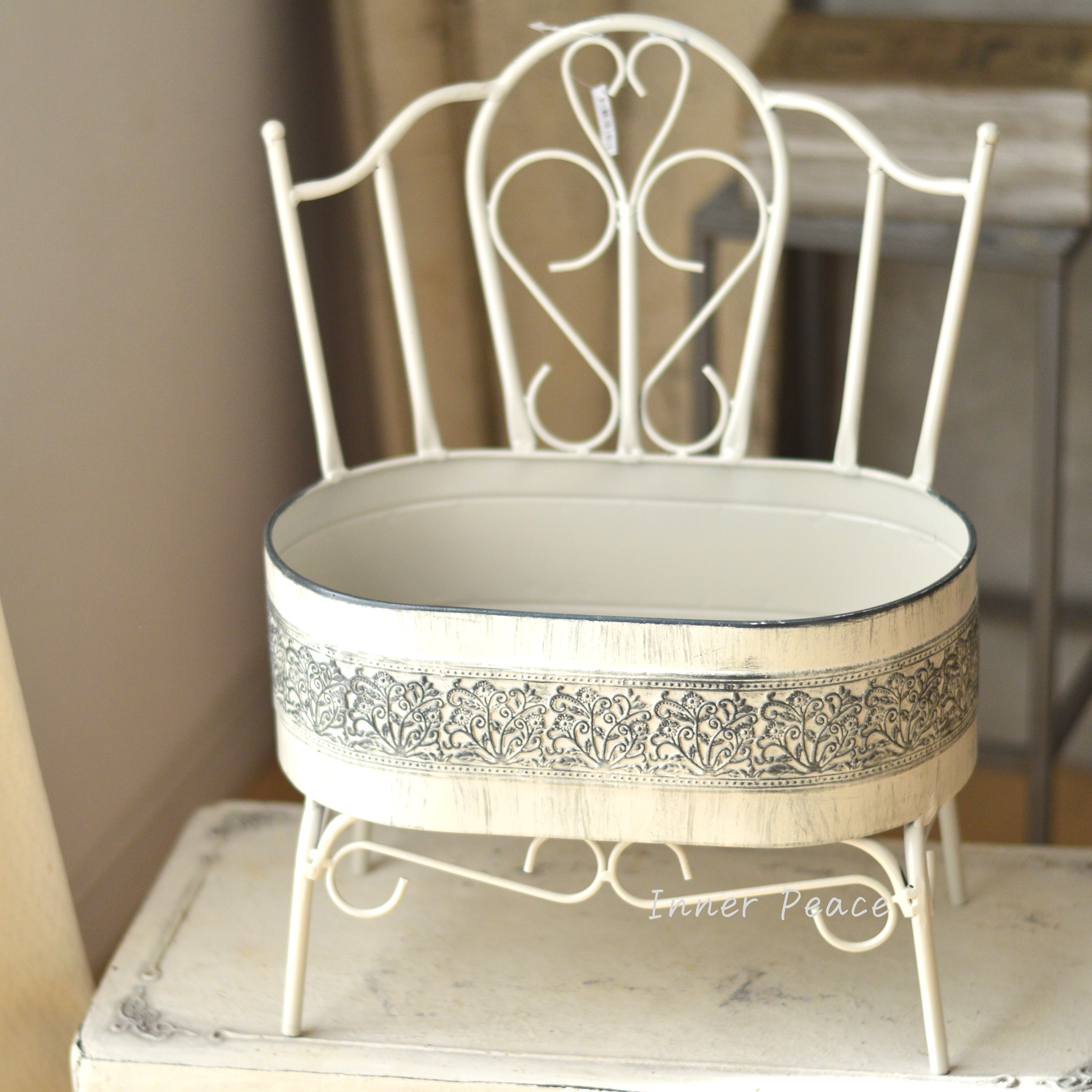 【CARNAC】 ボタニカルレースチェアオーバル 『アイボリー』 (KB68IV)