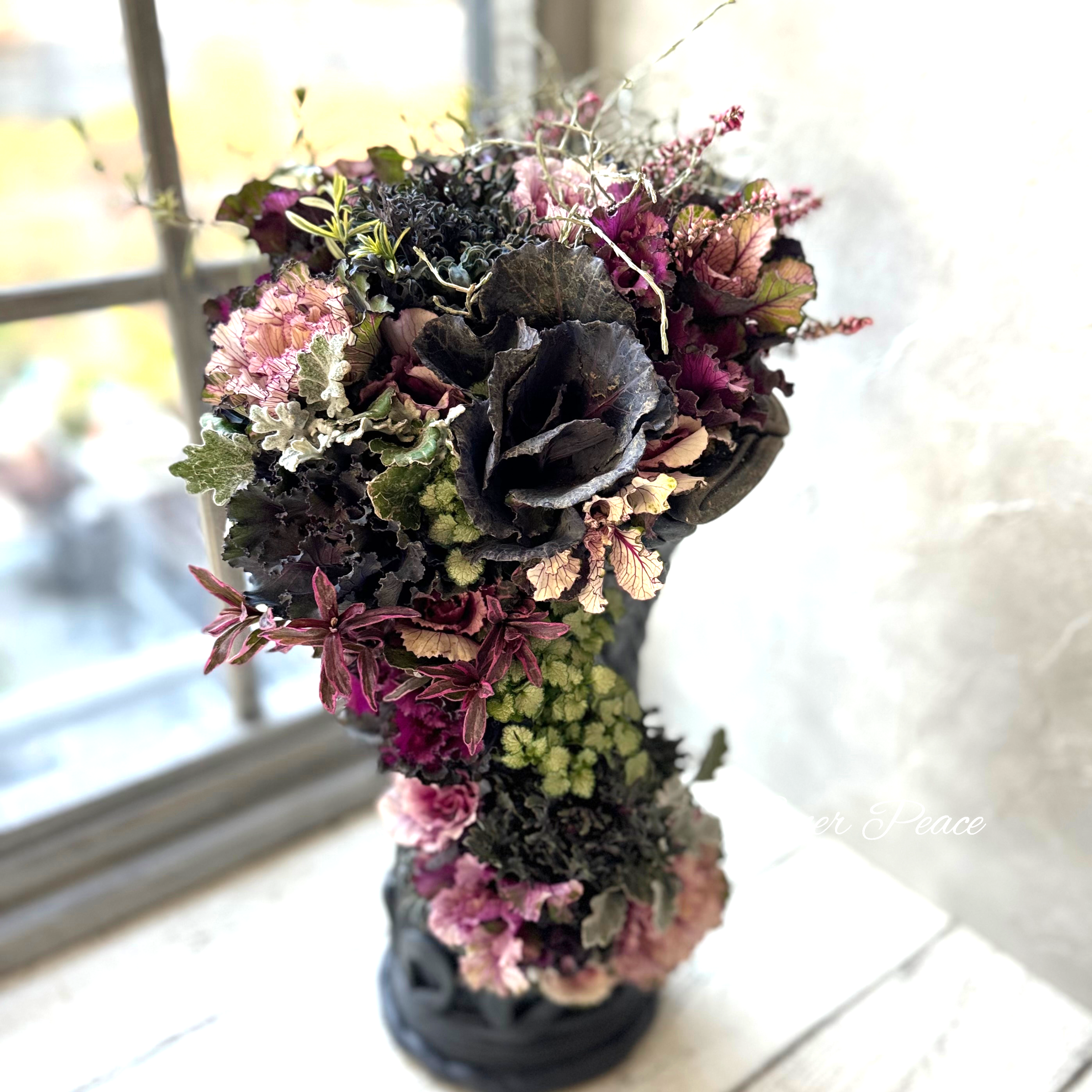 【シック】 大人かわいい綱木紋S字 ギャザリング寄せ植え