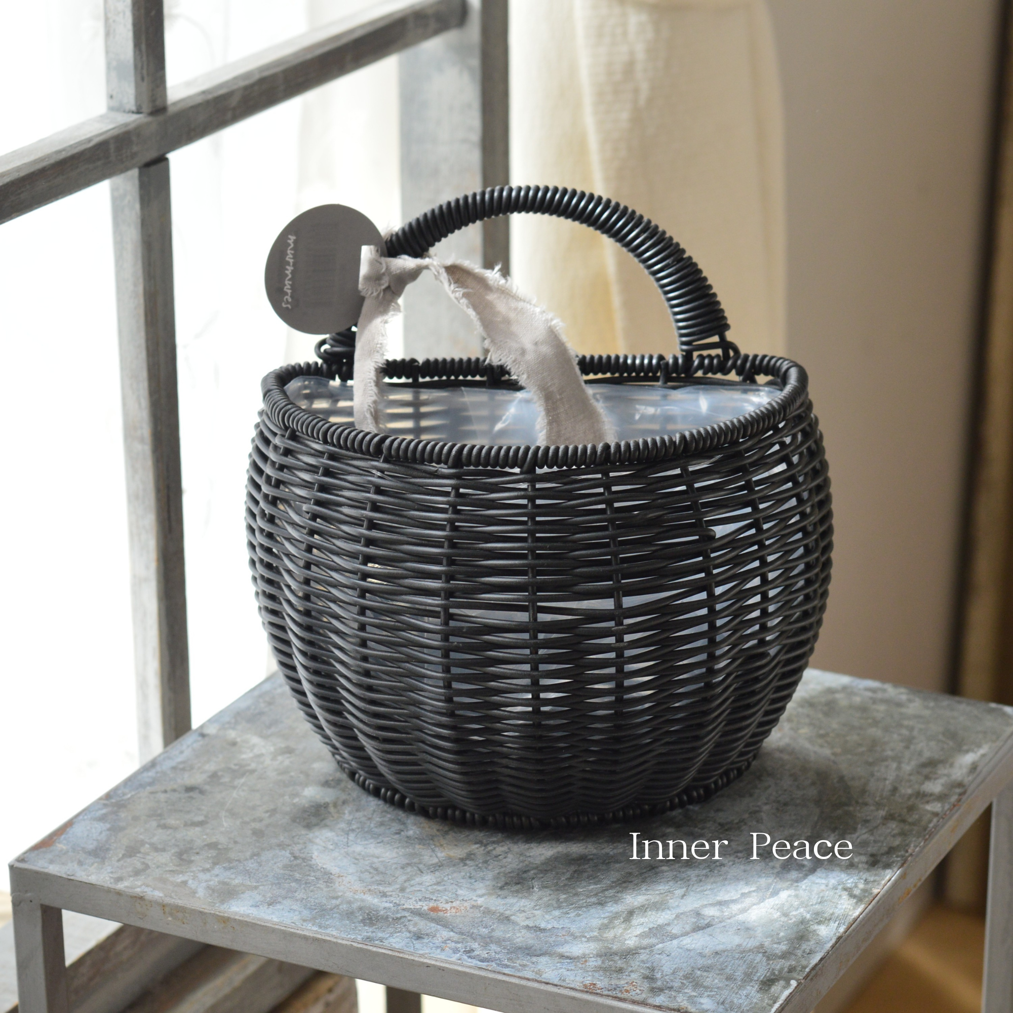 【ミュールミル】 ジェミニバスケット 『壁掛・黒』 S