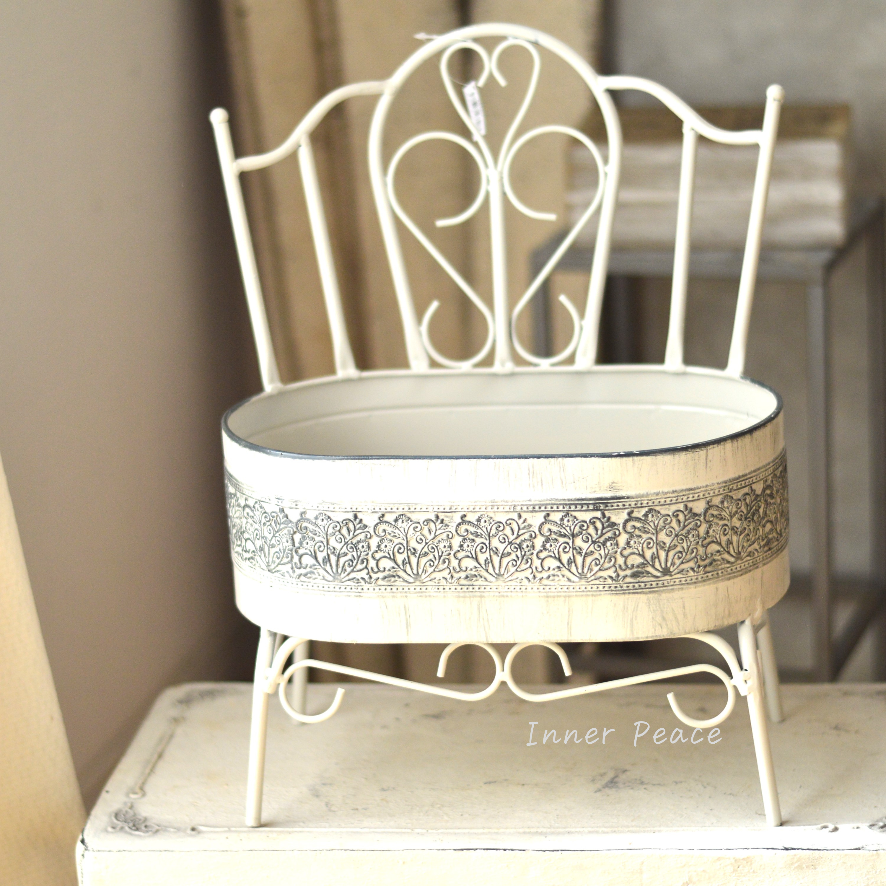 【CARNAC】 ボタニカルレースチェアオーバル 『アイボリー』 (KB68IV)