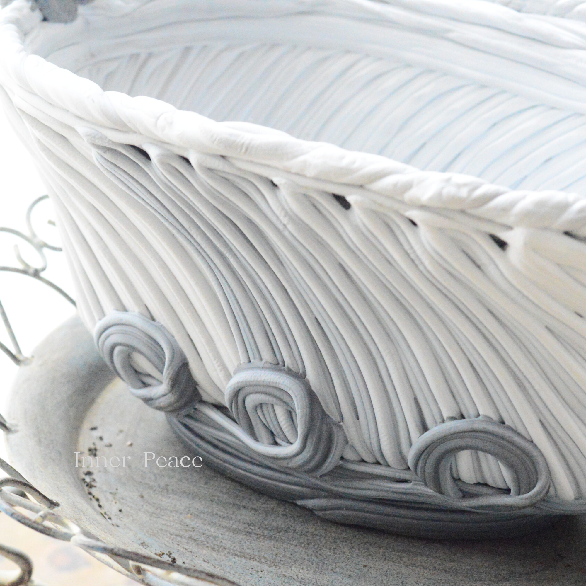 【綱木紋】 『らせん美 あんず・ホワイト×グレー』