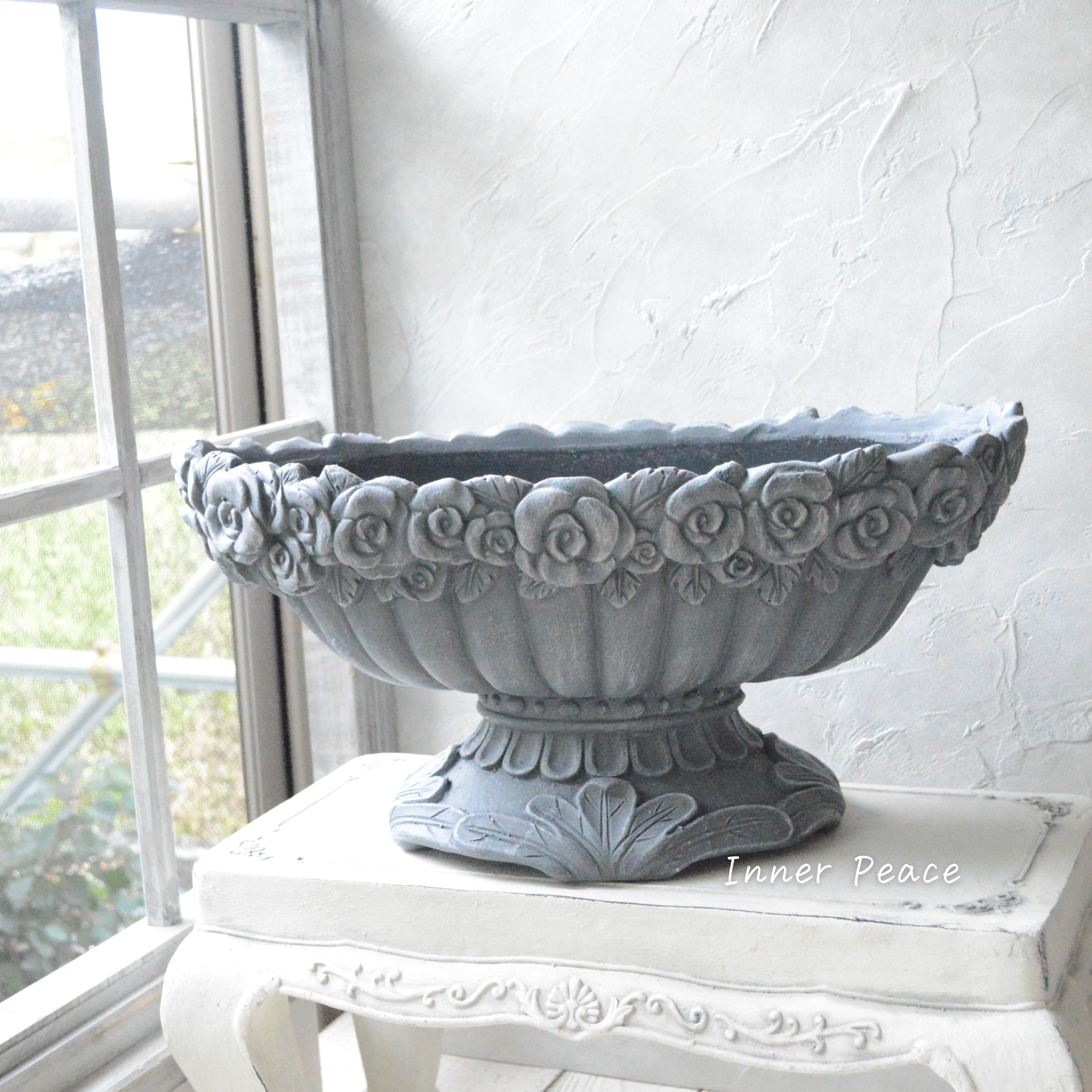 【CARNAC】フラワーモチーフワイドカップ L-ブラック (GFB337BK)