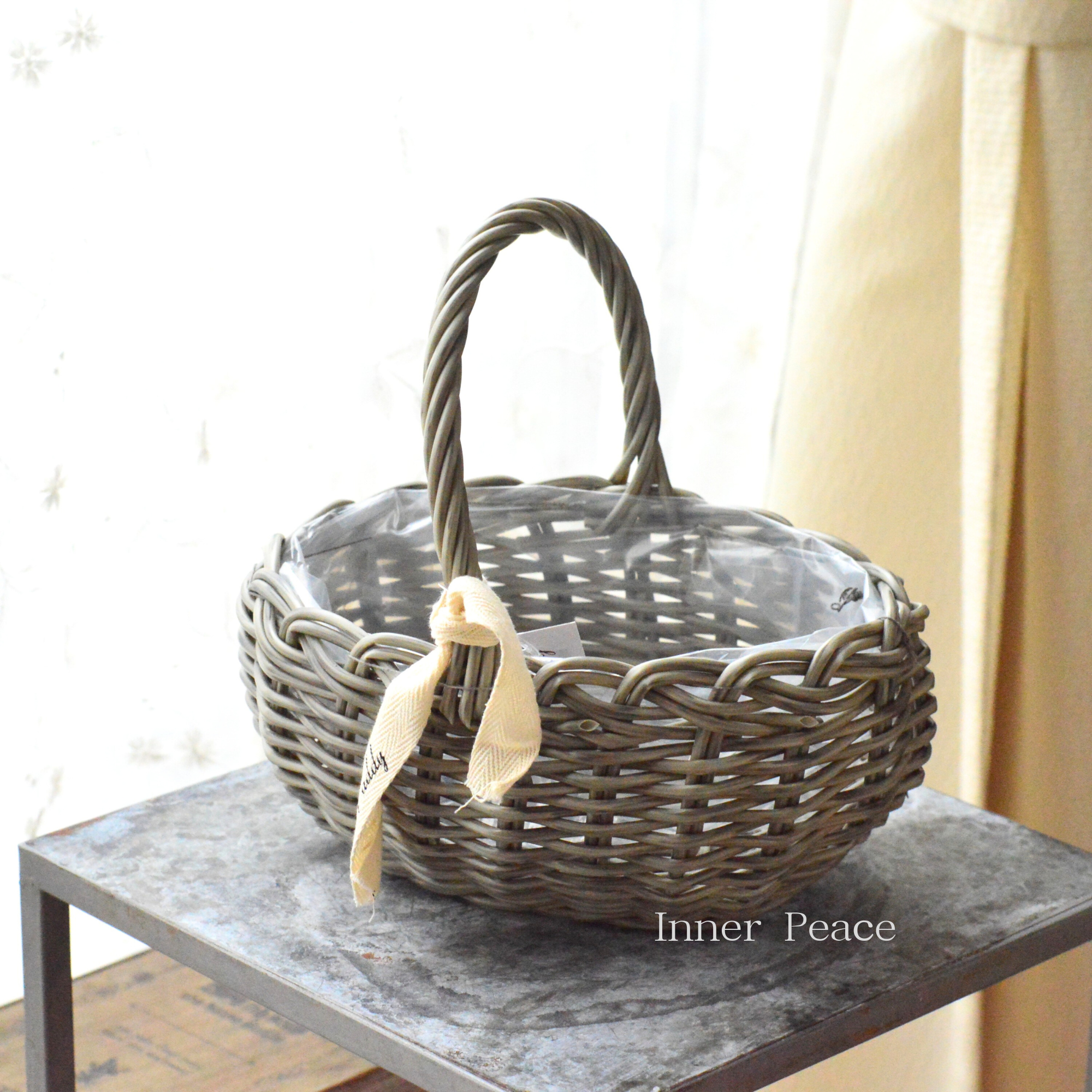 【MURATAYA】 PPラタン 『オーバルハンドル・S・ライトグレー』　　（No.30005）