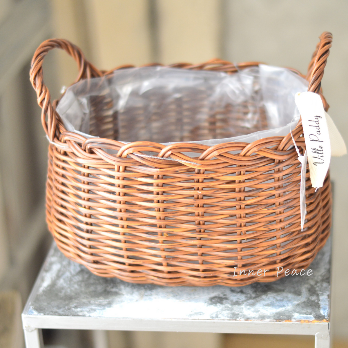 コロニアルチェック　ラタンバスケット MURATAYA】 PPラタンバスケット オーバル 『ブラウン・L』 （No.3244）